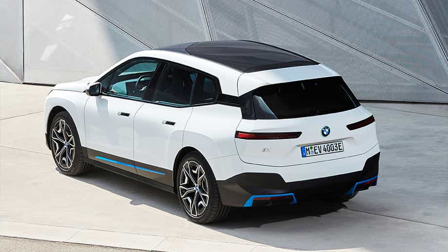 rear three-quarter view of a BMW iX