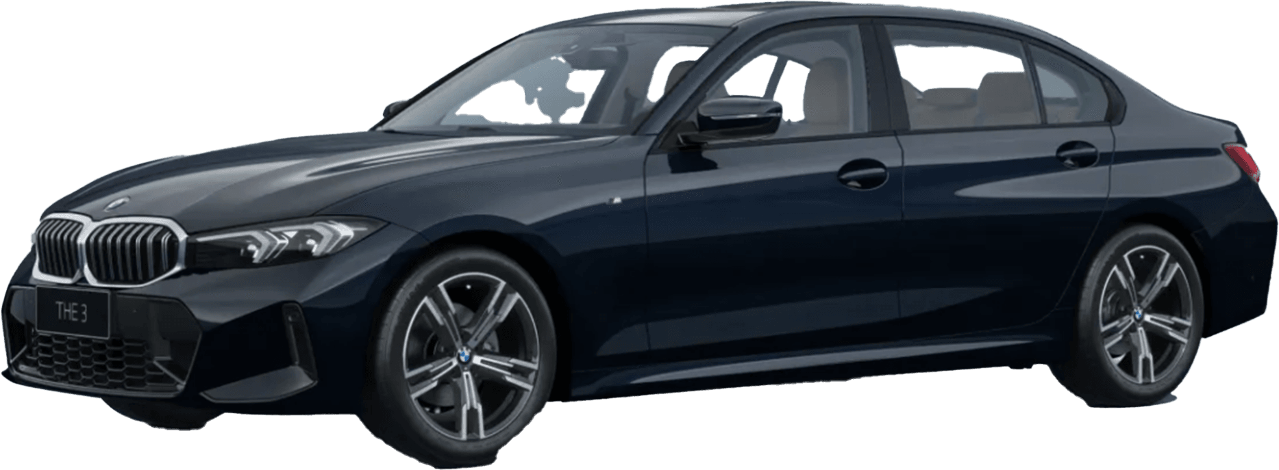 front three-quarter of a Carbon Black BMW 3 Series Gran Limousine