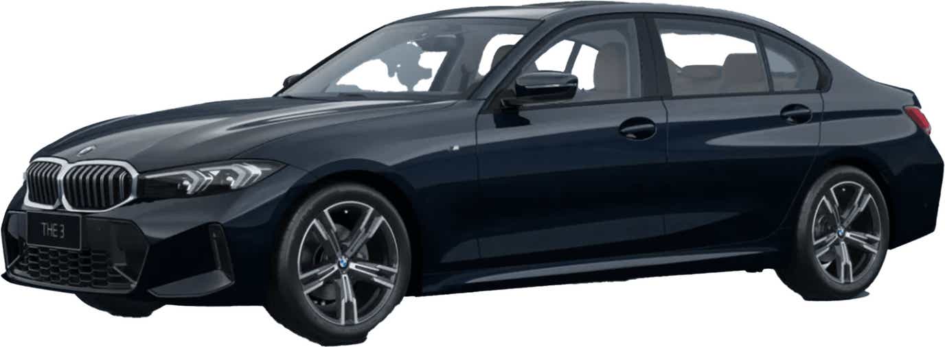 front three-quarter of a Carbon Black BMW 3 Series Gran Limousine