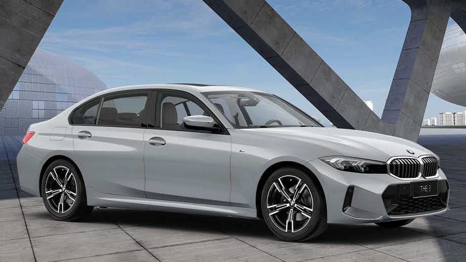 front three-quarter of a Mineral White BMW 3 Series Gran Limousine