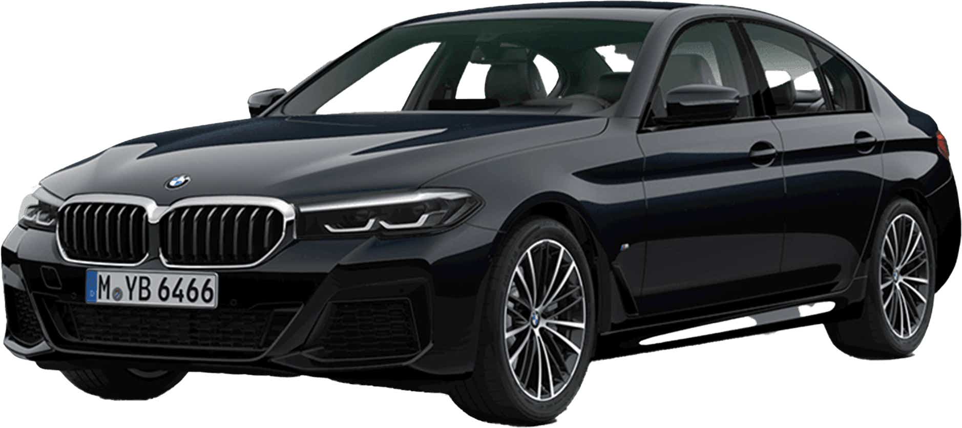 front three-quarter view of a BMW 5 Series 2021-2023