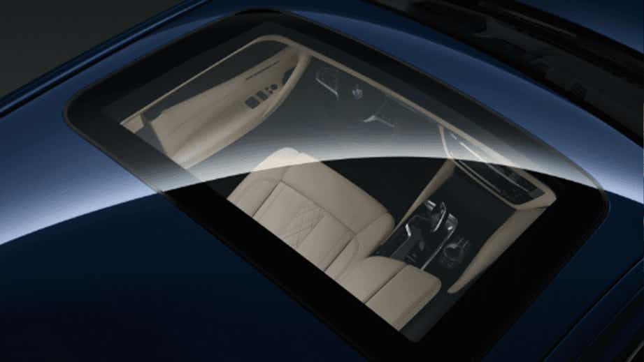 Sunroof and interior view of a BMW 5 Series 2021-2023