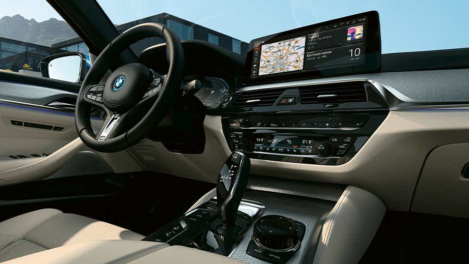 Interior dashboard view of a BMW 5 Series 2021-2023