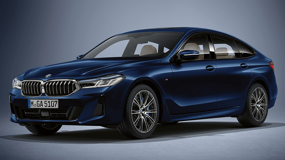 front three-quarter view of a Individual Tanzanite Blue BMW 6 Series