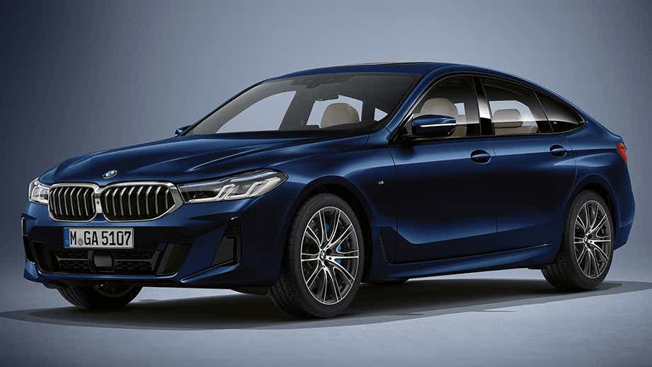 front three-quarter view of a Individual Tanzanite Blue BMW 6 Series