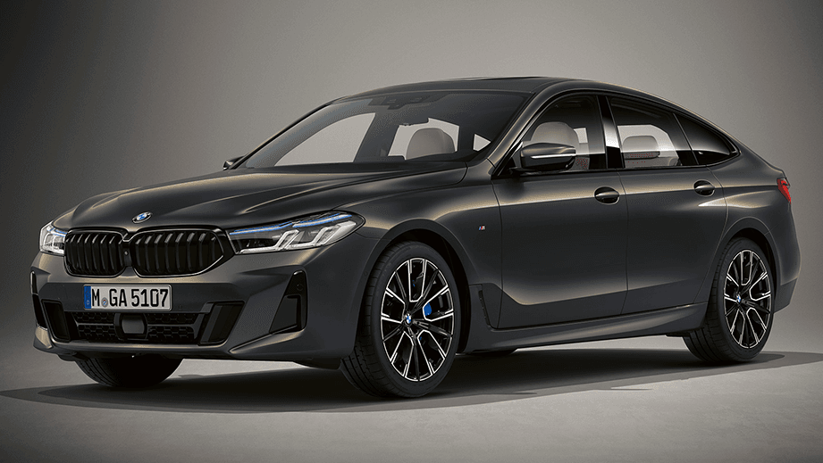 front three-quarter view of a Black Sapphire BMW 6 Series