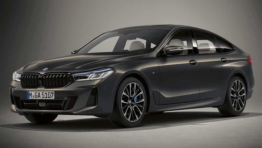 front three-quarter view of a Black Sapphire BMW 6 Series