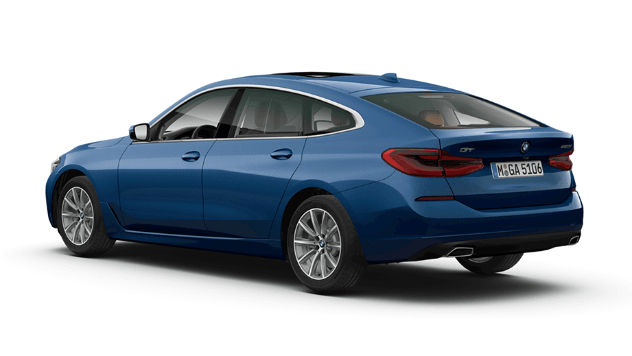 rear three-quarter of a Individual Tanzanite Blue BMW 6 Series