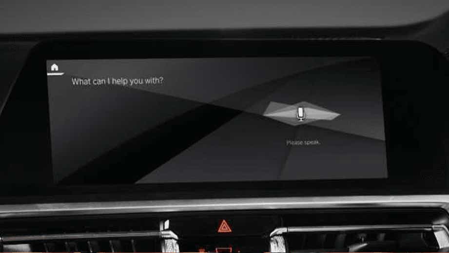 Infotainment voice assistant screen of a BMW 6 Series