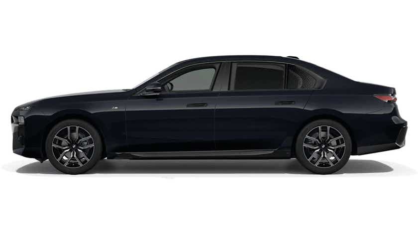 side view of a Black Sapphire Metallic BMW 7 Series