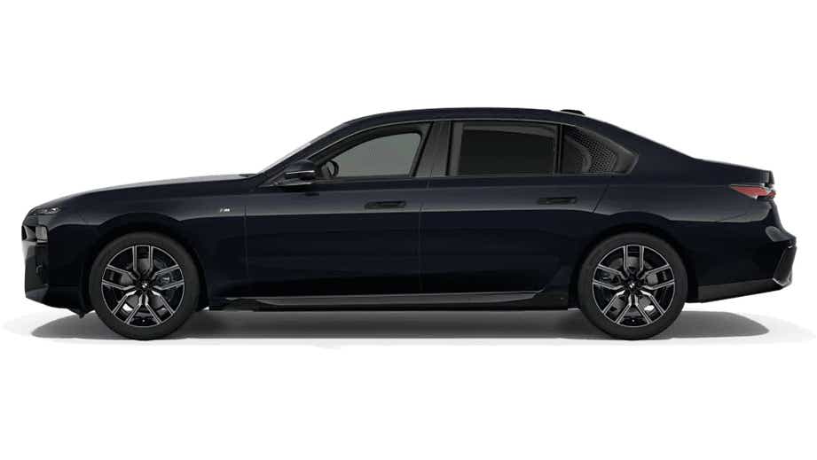 side view of a Black Sapphire Metallic BMW 7 Series