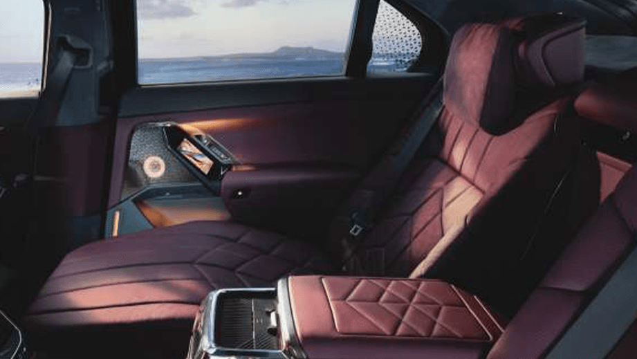 Rear luxury interior of a BMW 7 Series