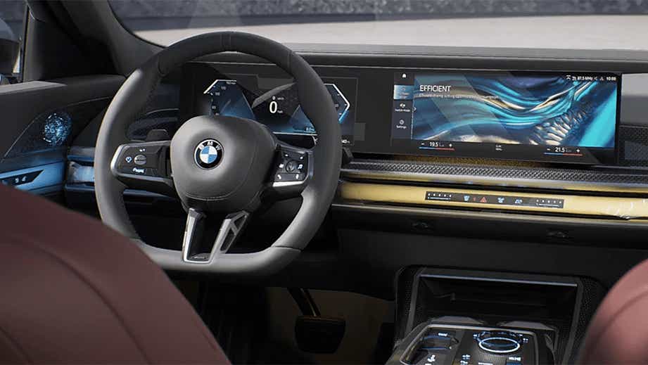 Interior dashboard view of a BMW 7 Series