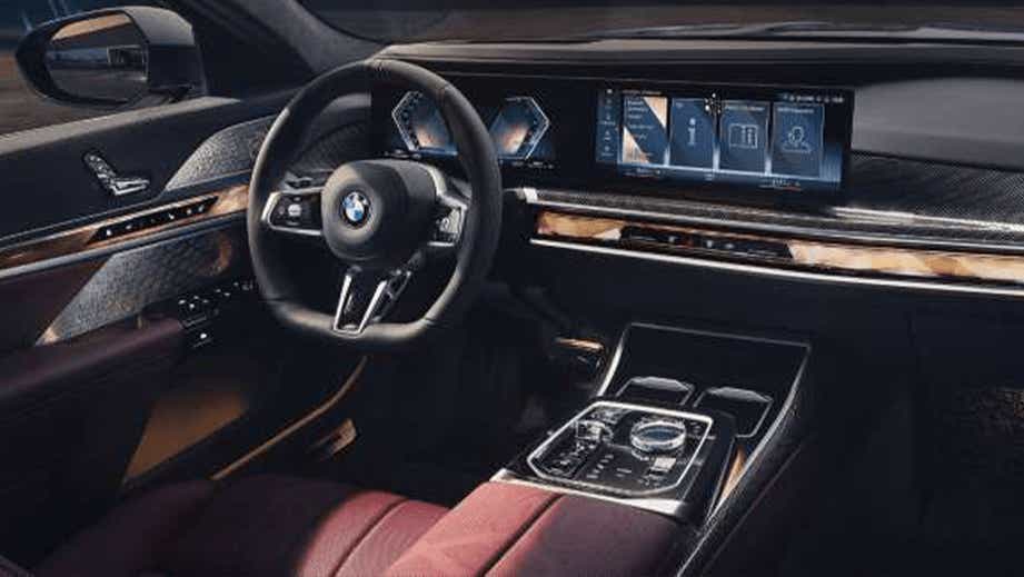 Interior dashboard view of a BMW 7 Series