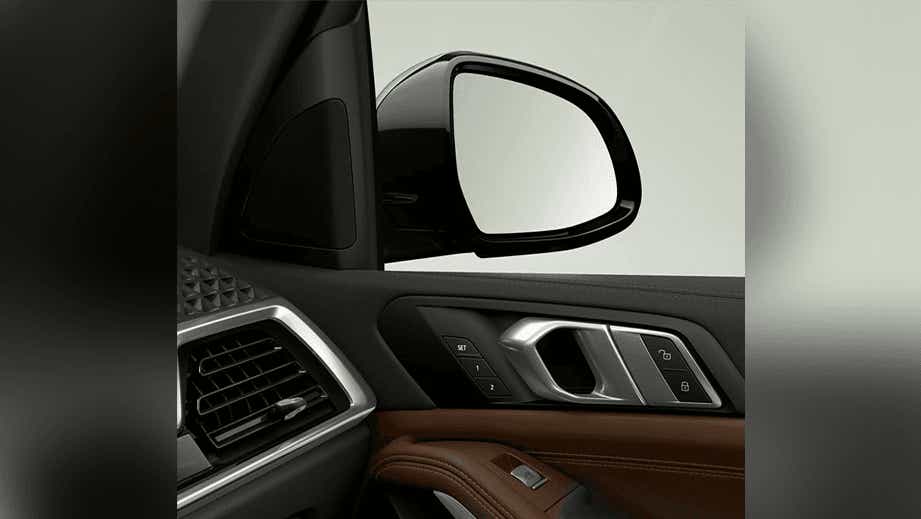 interior driver side door and mirror of a BMW X7