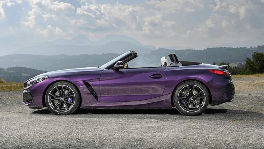 side profile of a Thundernight Metallic BMW Z4 convertible