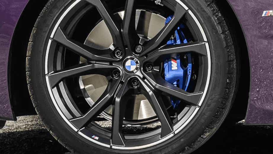 close-up of wheel and brake caliper of a BMW Z4