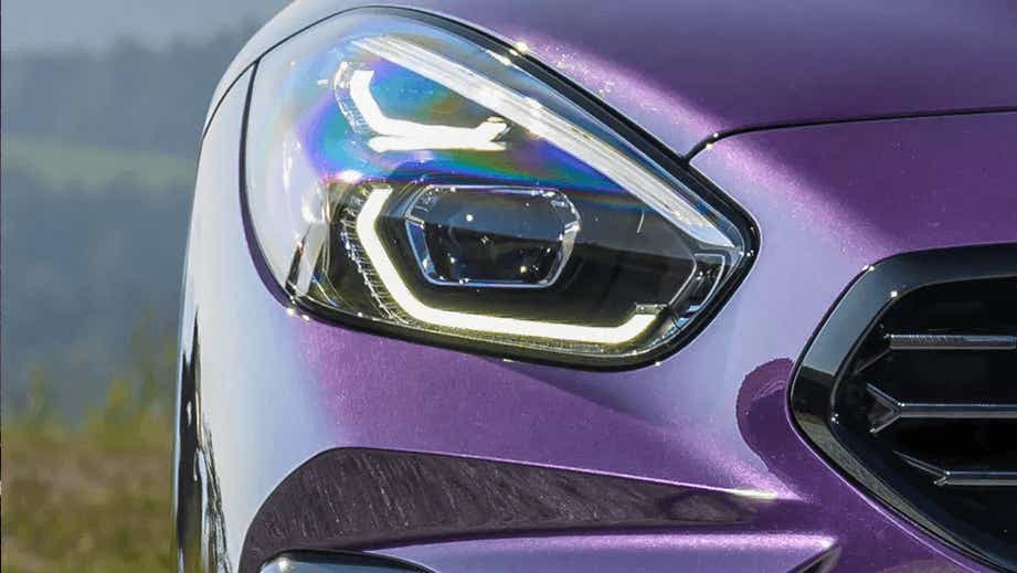 headlight close-up of a Thundernight Metallic BMW Z4