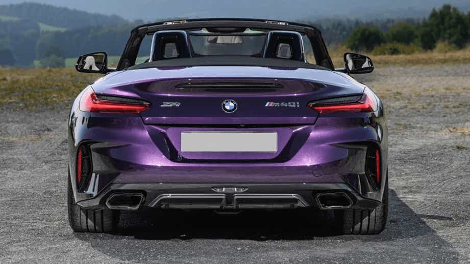 rear view of a Thundernight Metallic BMW Z4