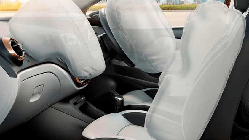 interior view showing airbags deployed in a BMW Z4