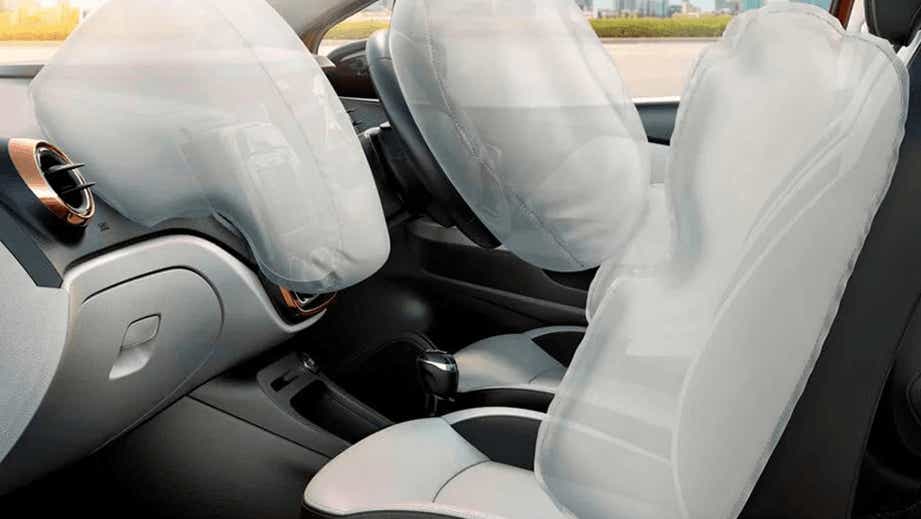 interior view showing airbags deployed in a BMW Z4