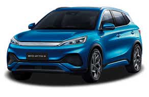 front three-quarter view of a Surf Blue BYD Atto 3 Facelift