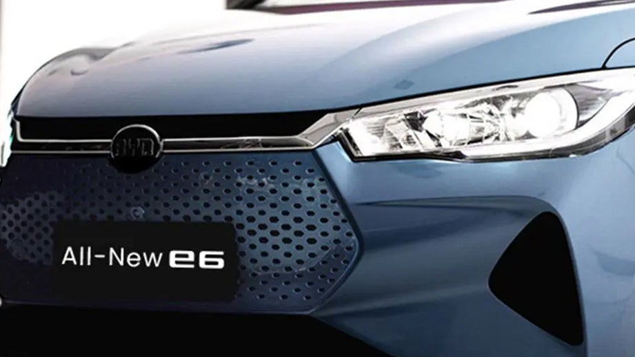 Front view of a Blue BYD E6
