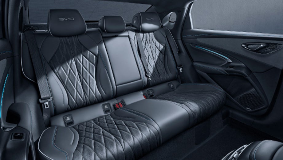 Rear seat interior of a BYD Seal