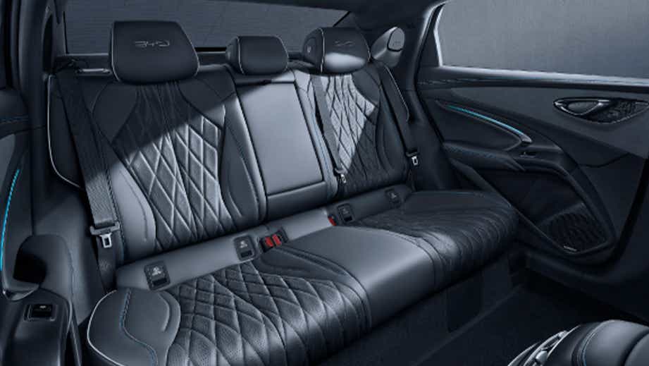 Rear seat interior of a BYD Seal