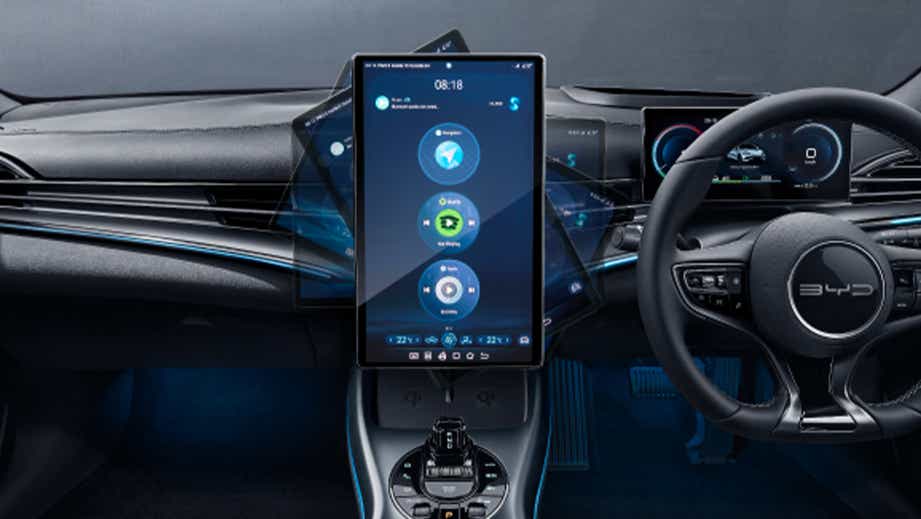 Interior dashboard view of a BYD Seal