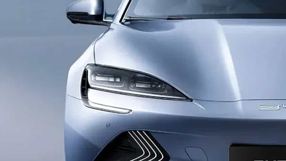 Front-left headlight close-up of a BYD Seal