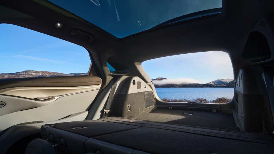 Rear cargo area of a BYD Sealion 7 with seats folded flat