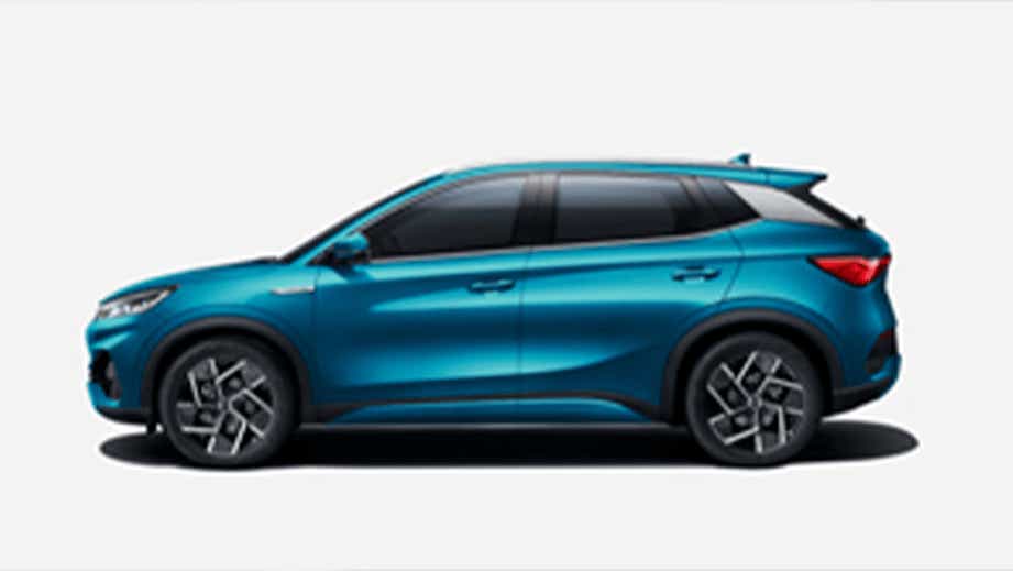 side view of a Surf Blue BYD Atto 3