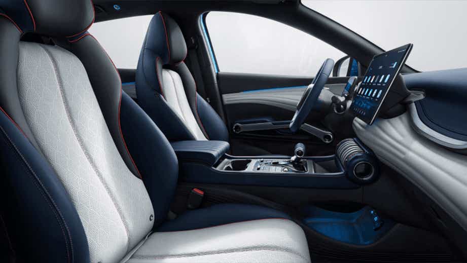 Interior front seats and dashboard of a BYD Atto 3