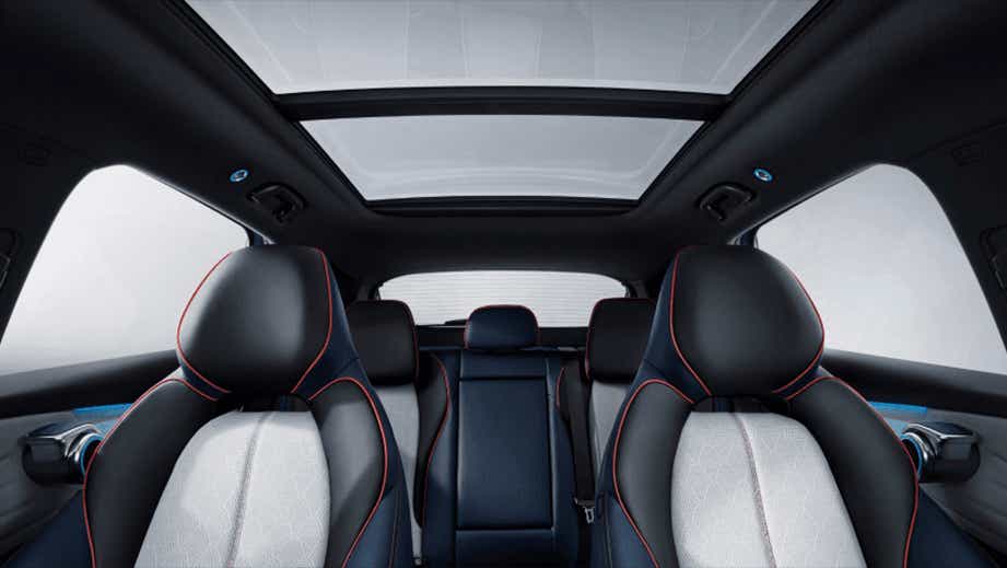interior view showing front seats and sunroof of a BYD Atto 3