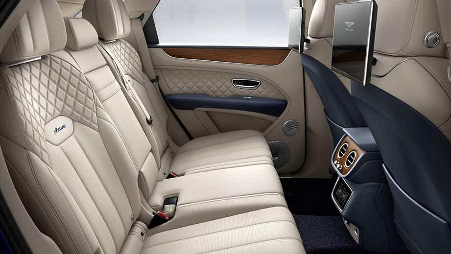 rear seat and interior of a Bentley Bentayga Azure
