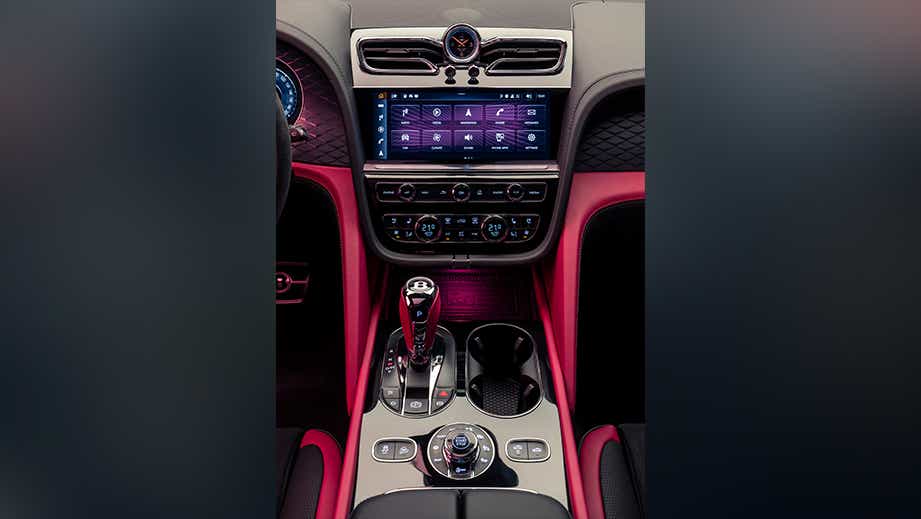 Center console and dashboard of a Bentley Bentayga