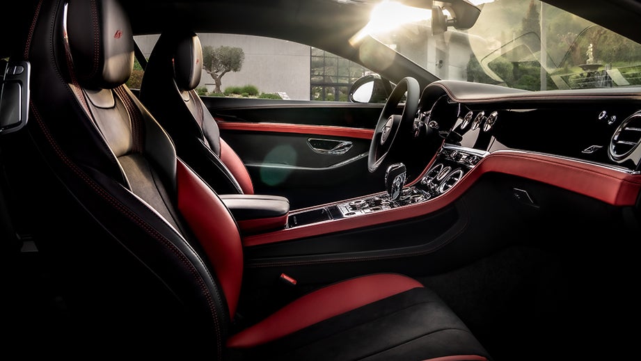 interior front seats and dashboard of a Bentley Continental
