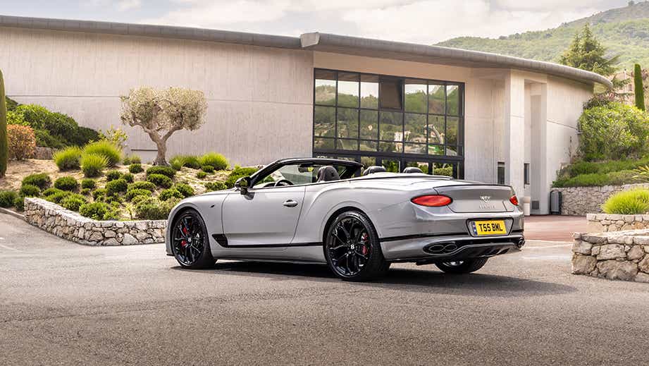 rear three-quarter view of a Bentley Continental convertible