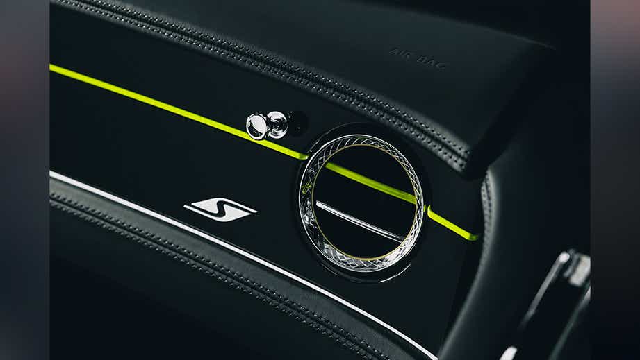 dashboard air vent close-up of a Bentley Continental