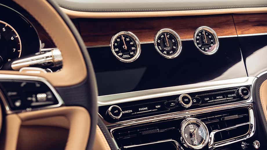 Interior dashboard of a Bentley Continental