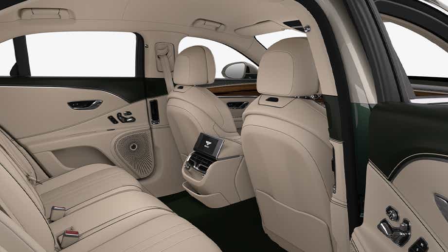 rear seat interior of a Bentley Flying Spur