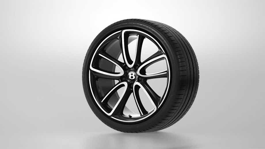 Wheel close-up of a Bentley Flying Spur