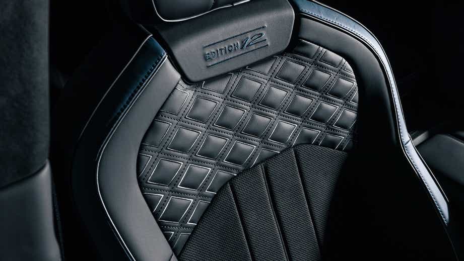 close-up of seat upholstery in a Bentley Flying Spur