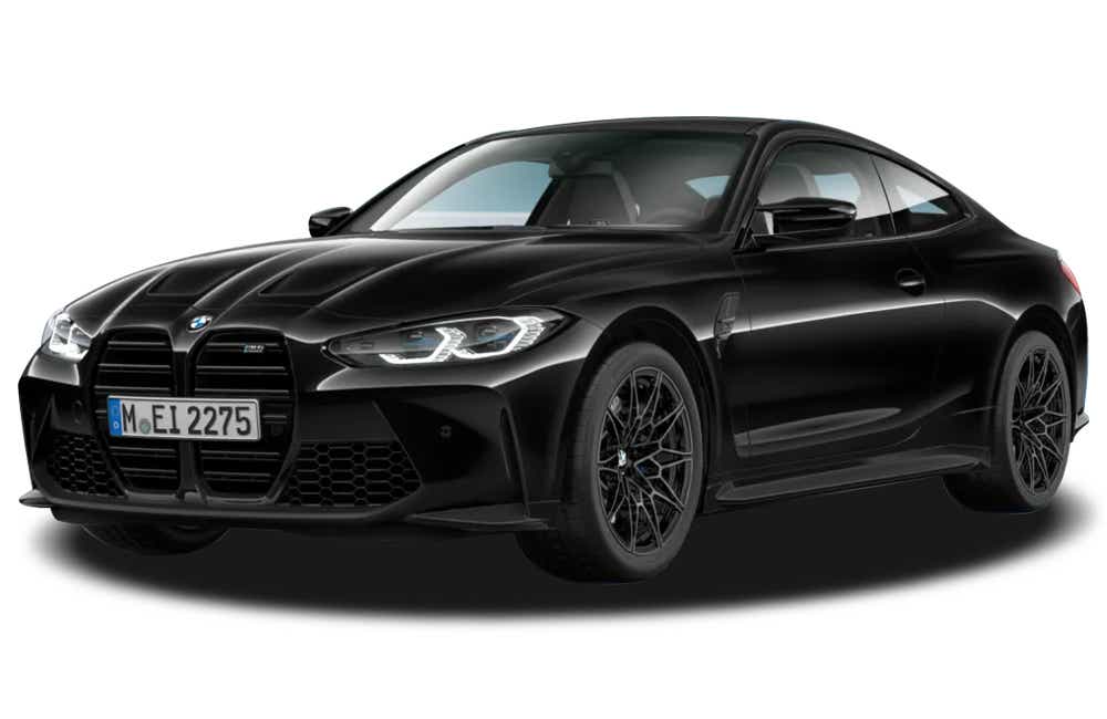 front three-quarter of a Black Sapphire BMW M4 Competition