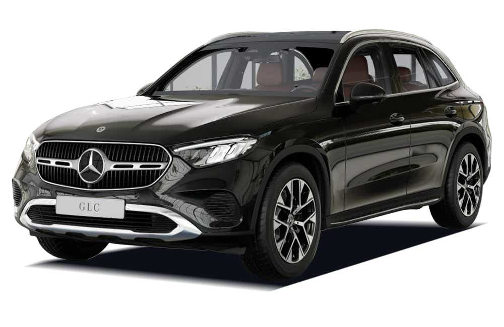 front three-quarter of a Obsidian Black Mercedes-Benz GLC