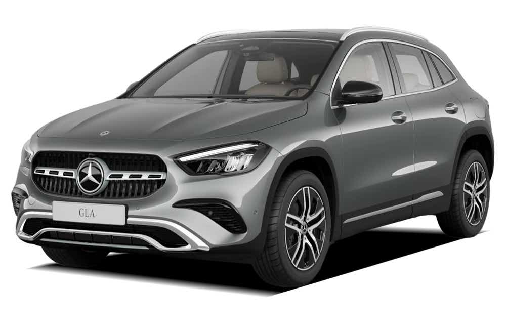 front three-quarter view of a Mountain Grey Mercedes-Benz GLA