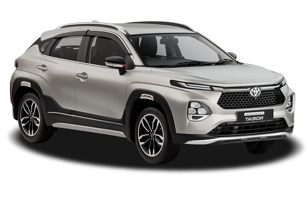 front three-quarter view of a Toyota Urban Cruiser Taisor