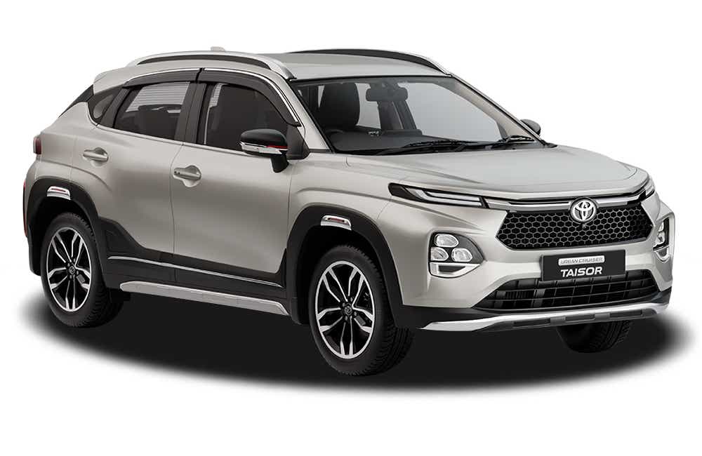 front three-quarter view of a Toyota Urban Cruiser Taisor