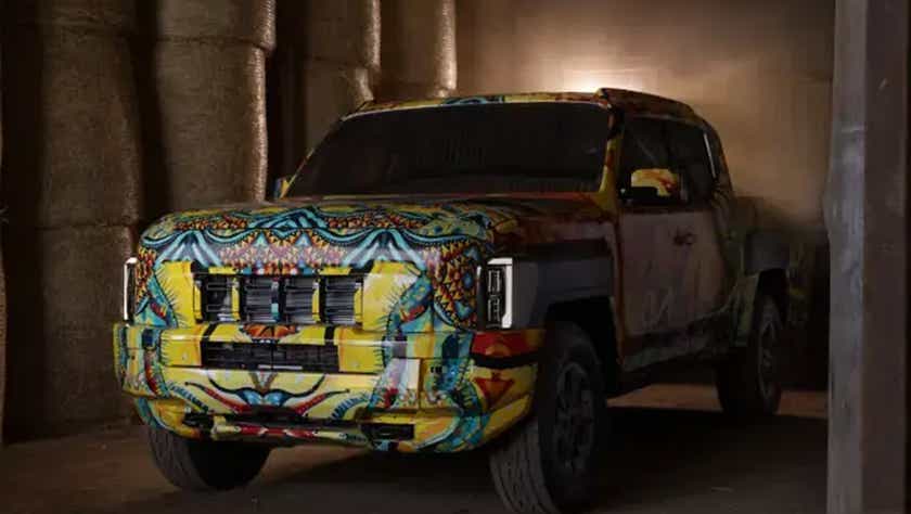 Front view of a Kia Tasman pickup truck